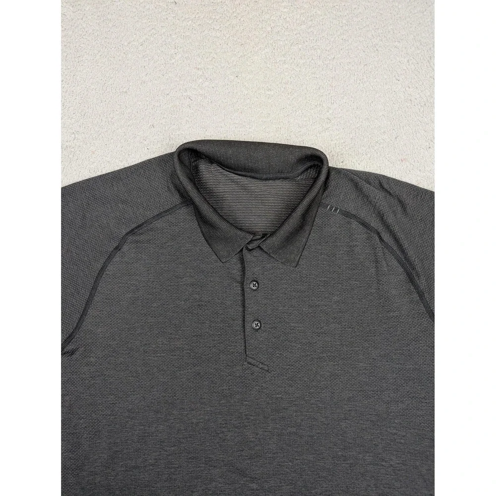 Lululemon Polo Shirt Mens Large Gray In Practice Striped Performance Golf - Picture 2 of 10